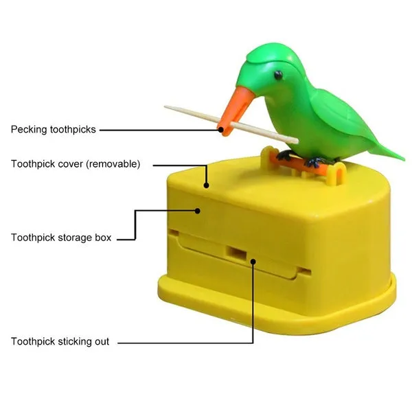 1180 Portable Automatic Bird Toothpick Storage Box