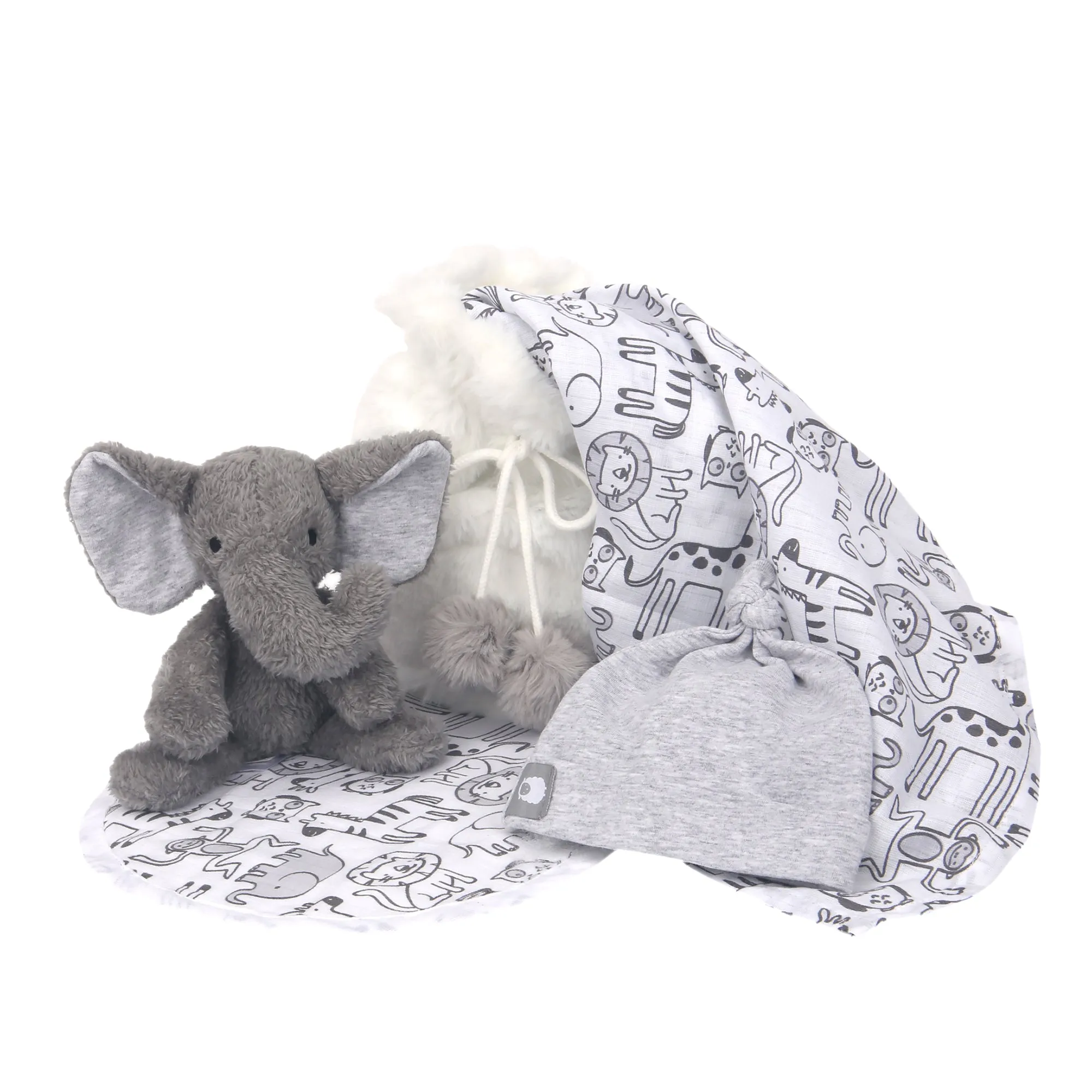 5 Piece Gray/White Baby Gift Set