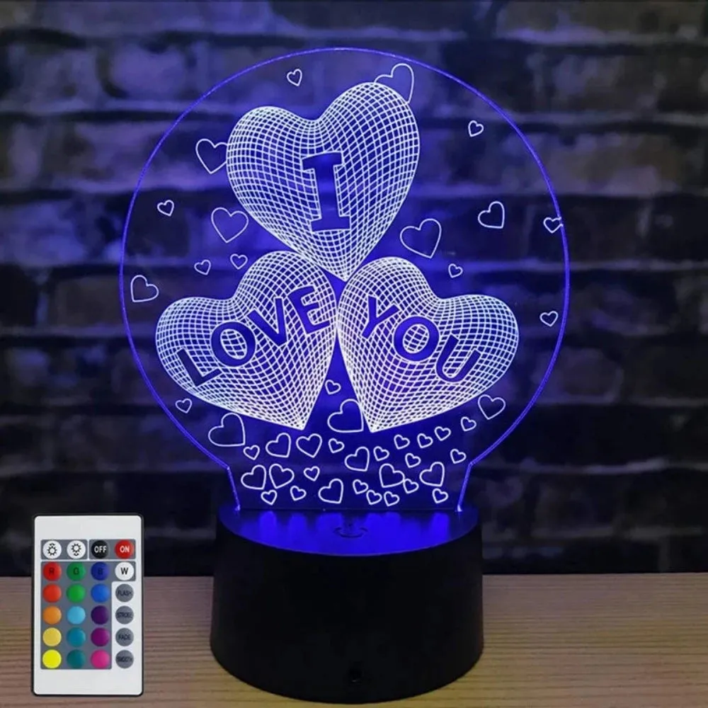 7-16 Color 3D Valentine's Heart Night Light