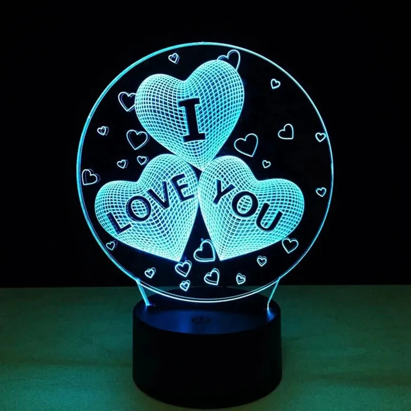 7-16 Color 3D Valentine's Heart Night Light