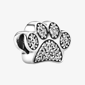 925 Sparkling Paw Print Charm Preowned