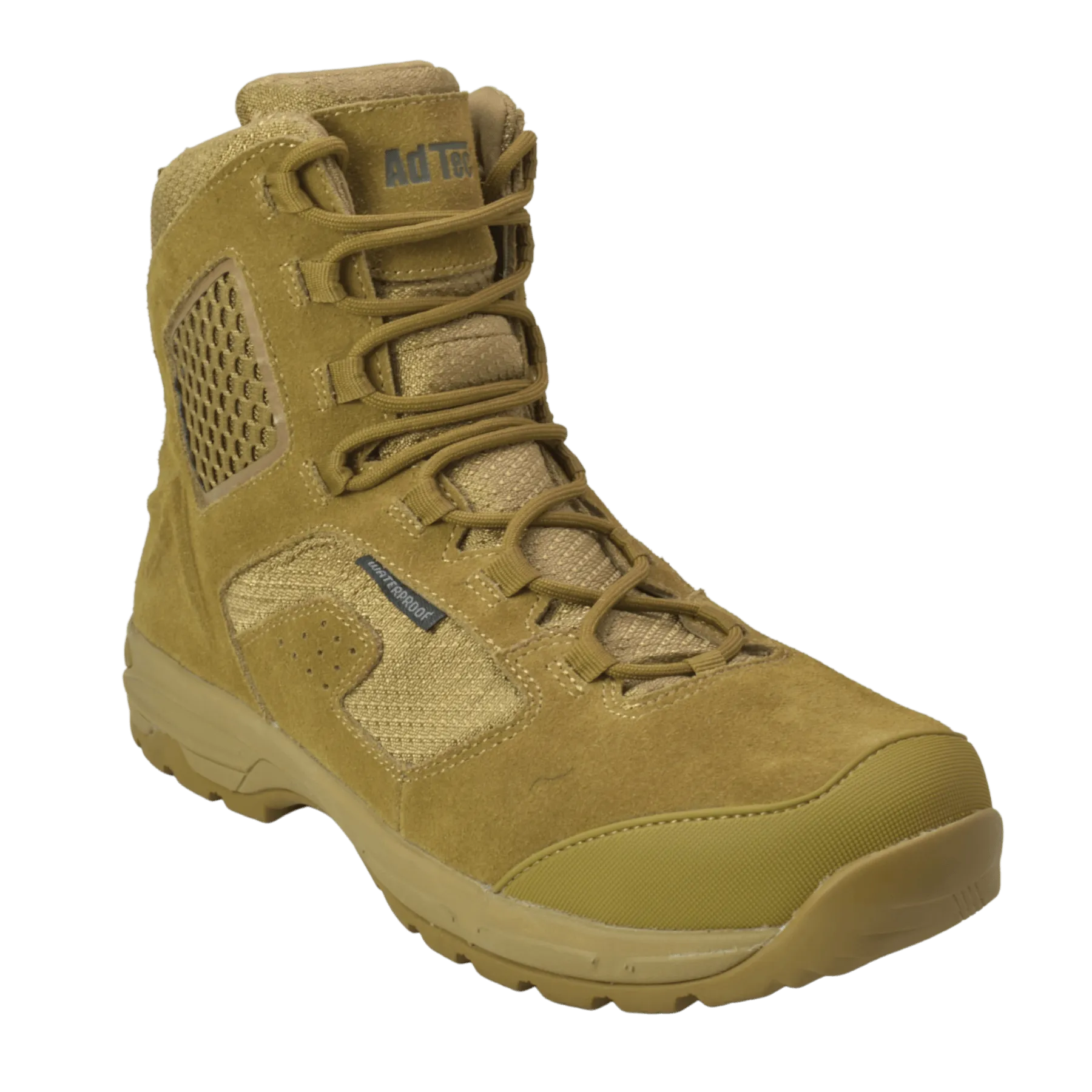 AdTec Men's 8" Suede Leather Side Zipper Waterproof Tactical Boot Coyote