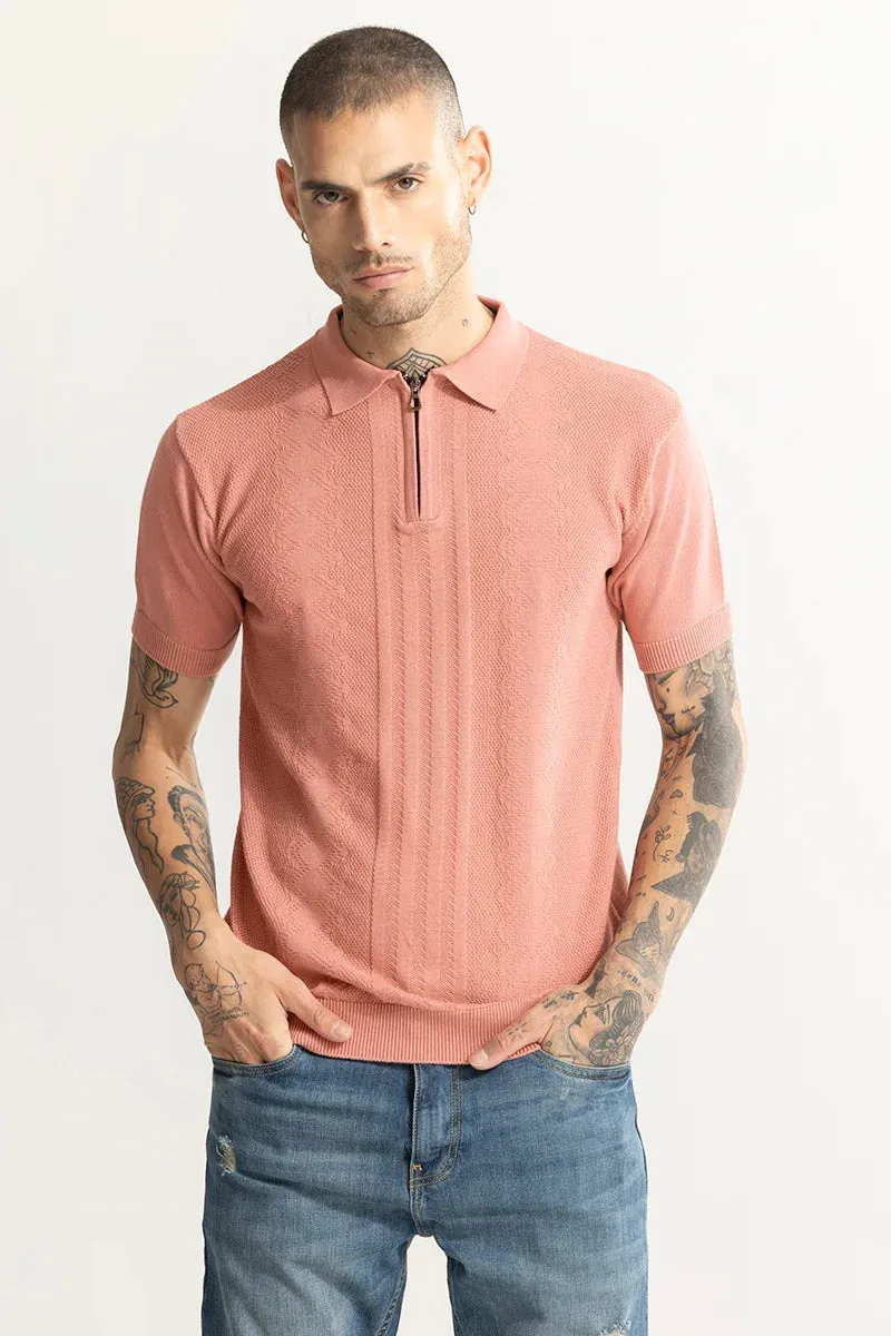 Alpine Knitted Pink Polo T-Shirt