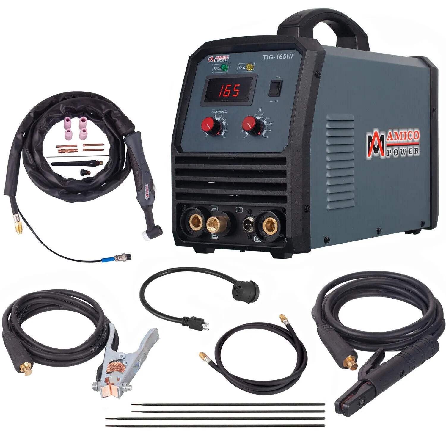 Amico Electric TIG-165HF 100-250V Wide Voltage 165 Amp HF-TIG Stick Arc DC Inverter Welder New