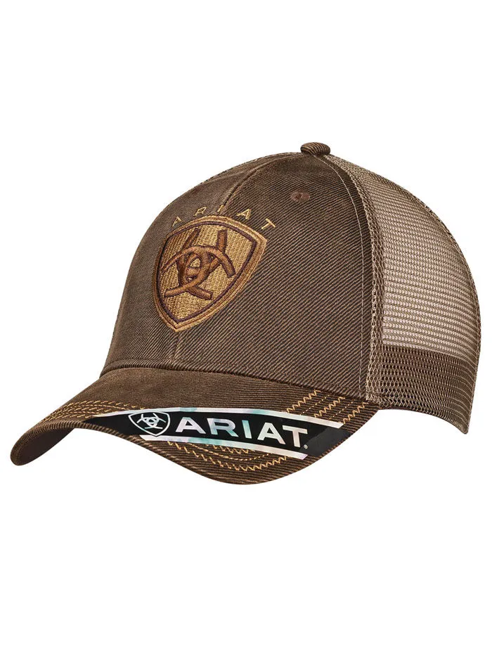 Ariat 1515602 Embroidered Ariat Shield Logo Ball Cap Brown Oilskin