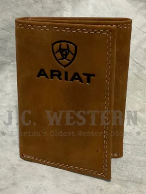 Ariat A3548144 Mens Trifold Embossed Logo Wallet Bark