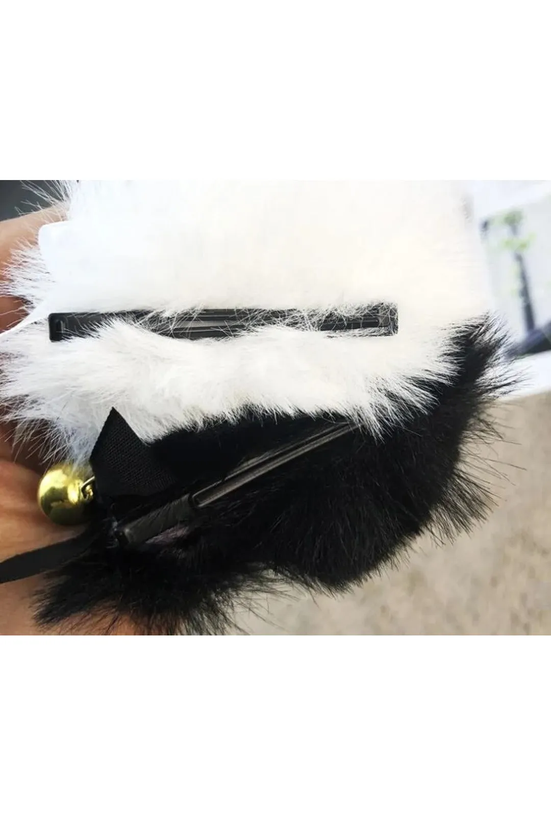 Black Fluffy Clip-In Ears