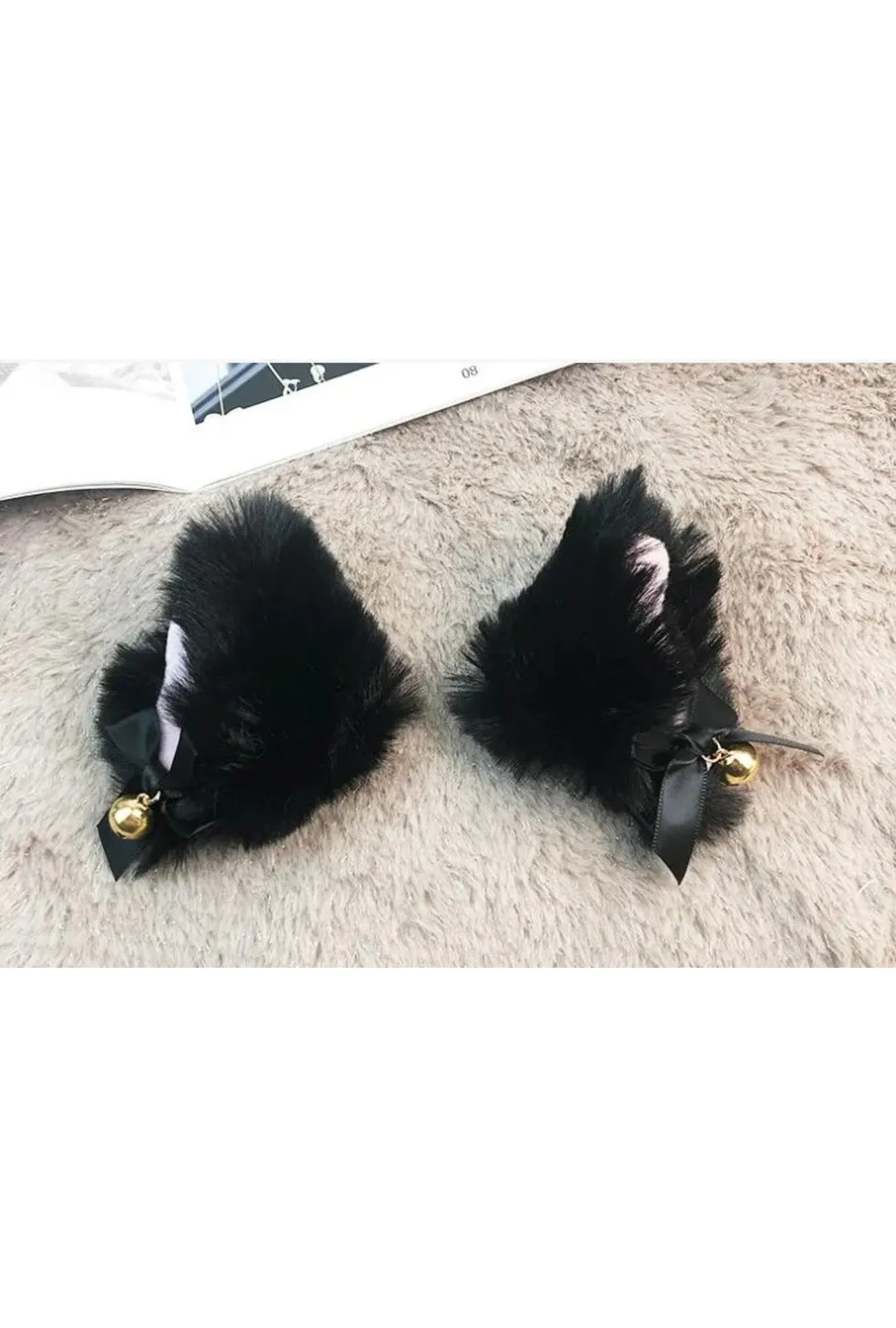 Black Fluffy Clip-In Ears