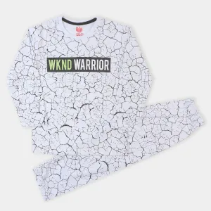 Boys Knitted Night Wear Warrior - White