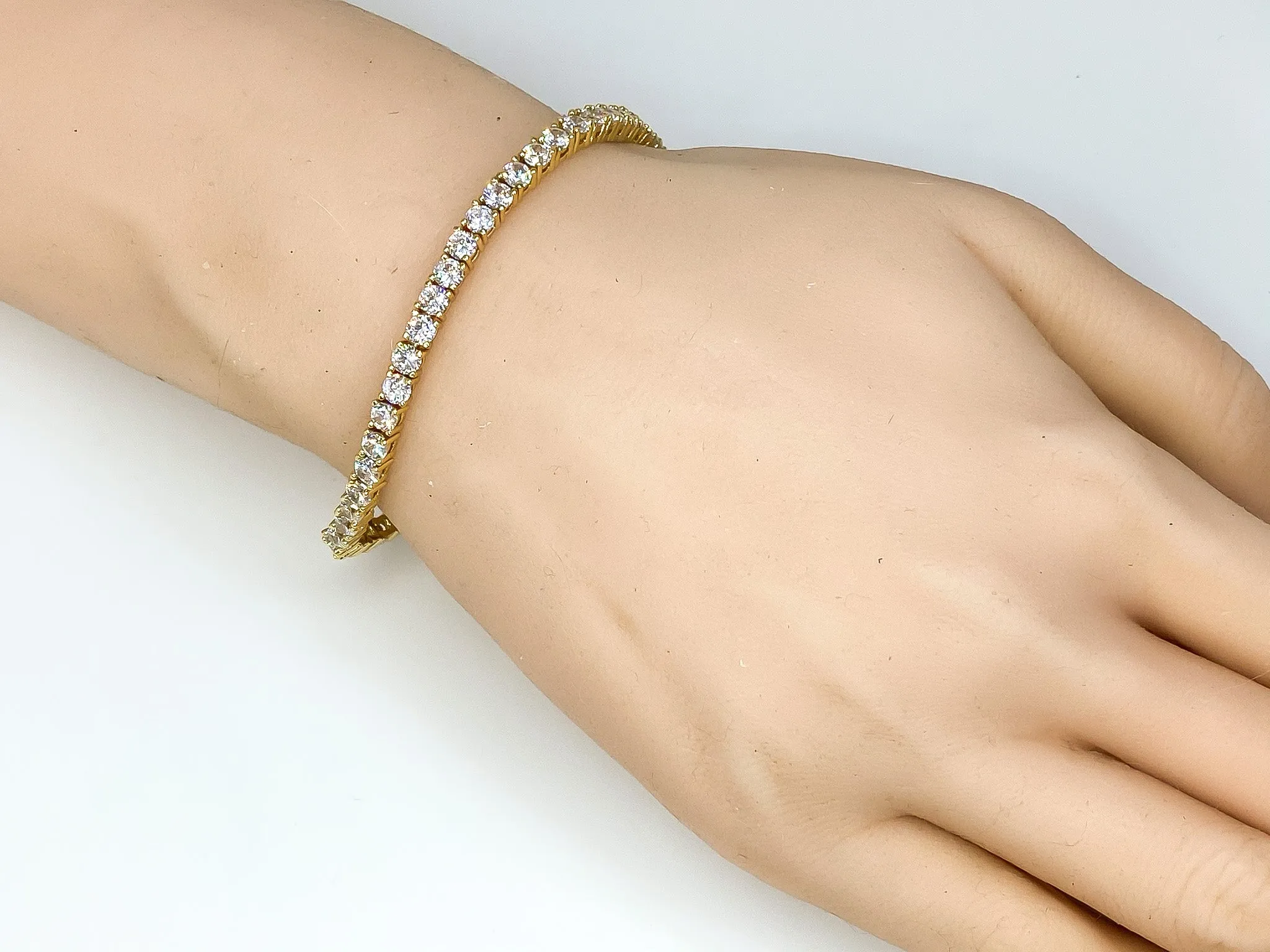 Cassidy Clear Round Gold Tennis Bracelet – 7in | 10ct