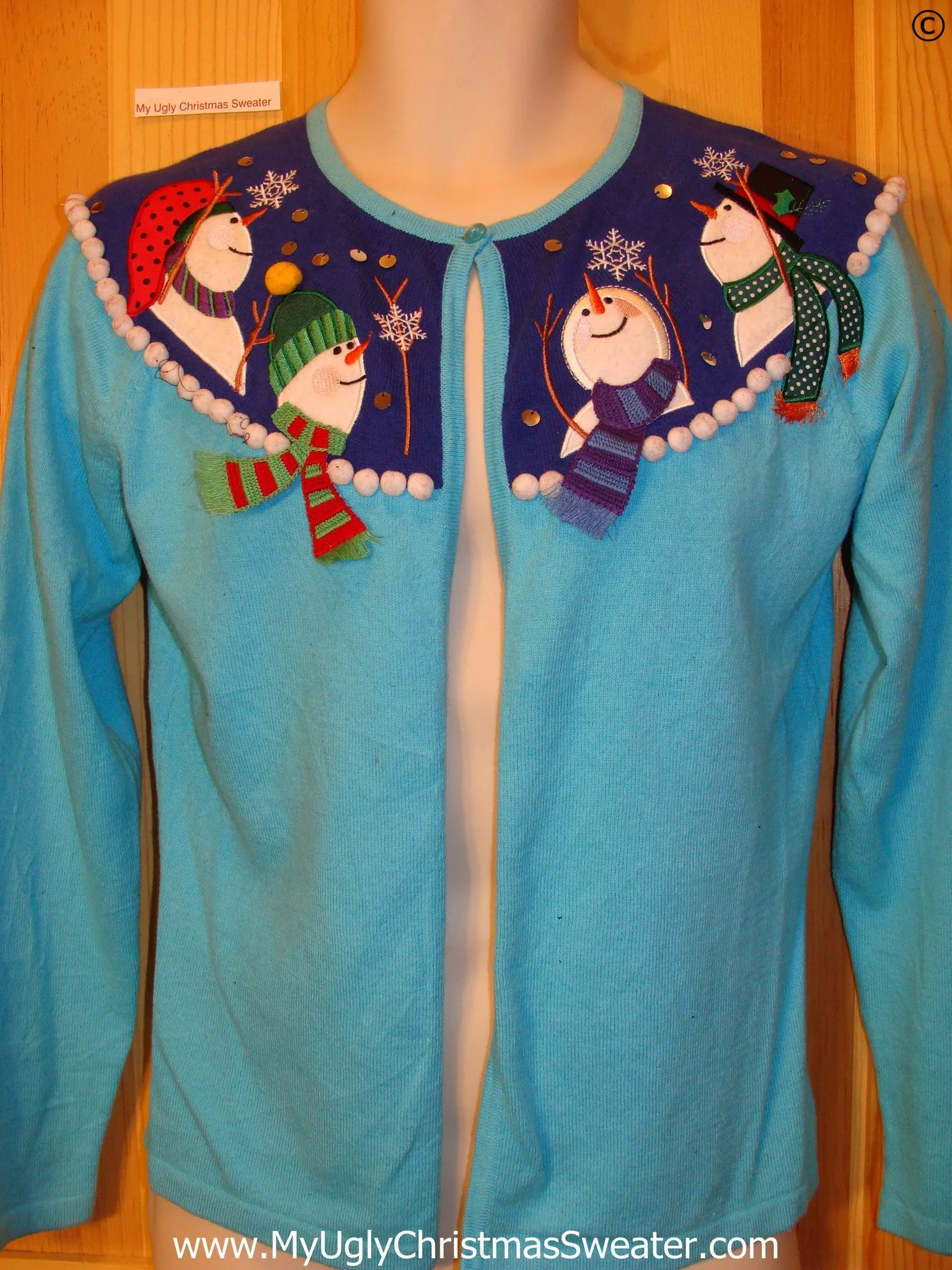 Cheap Baby Blue Tacky Christmas Sweater