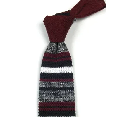 Classy Men Black Red Striped Knitted Tie