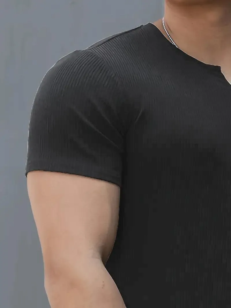 Cotton Knitted Half Sleeves T-Shirt Charcoal