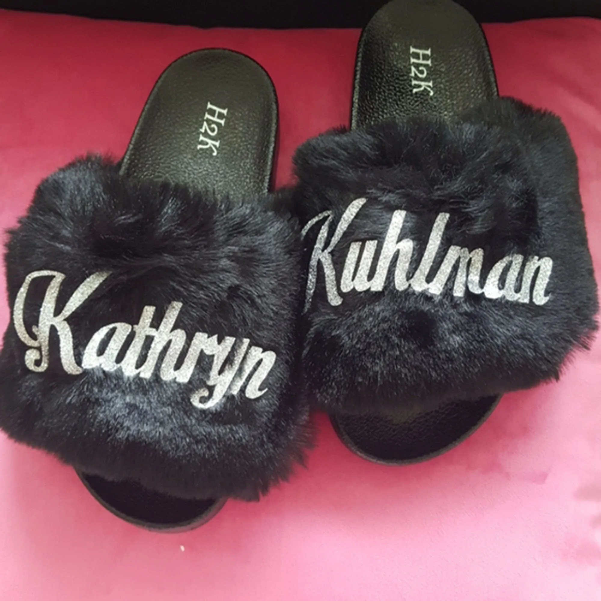 Customized Name Slides - Fur Slides - slippers