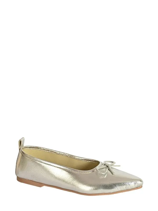 eske Else Women's Ballerina Ballet Flats Silver Metallic