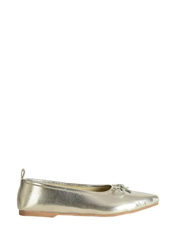 eske Else Women's Ballerina Ballet Flats Silver Metallic