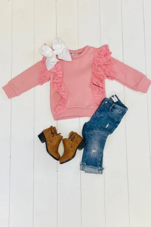 Eyelet Ruffle Sweaters- 3 Colors