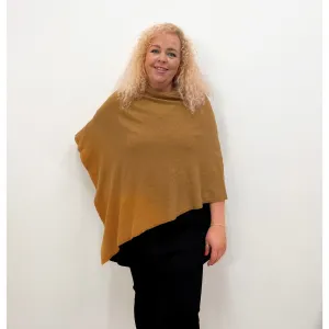 Fiona Fine Knit Poncho in Tan