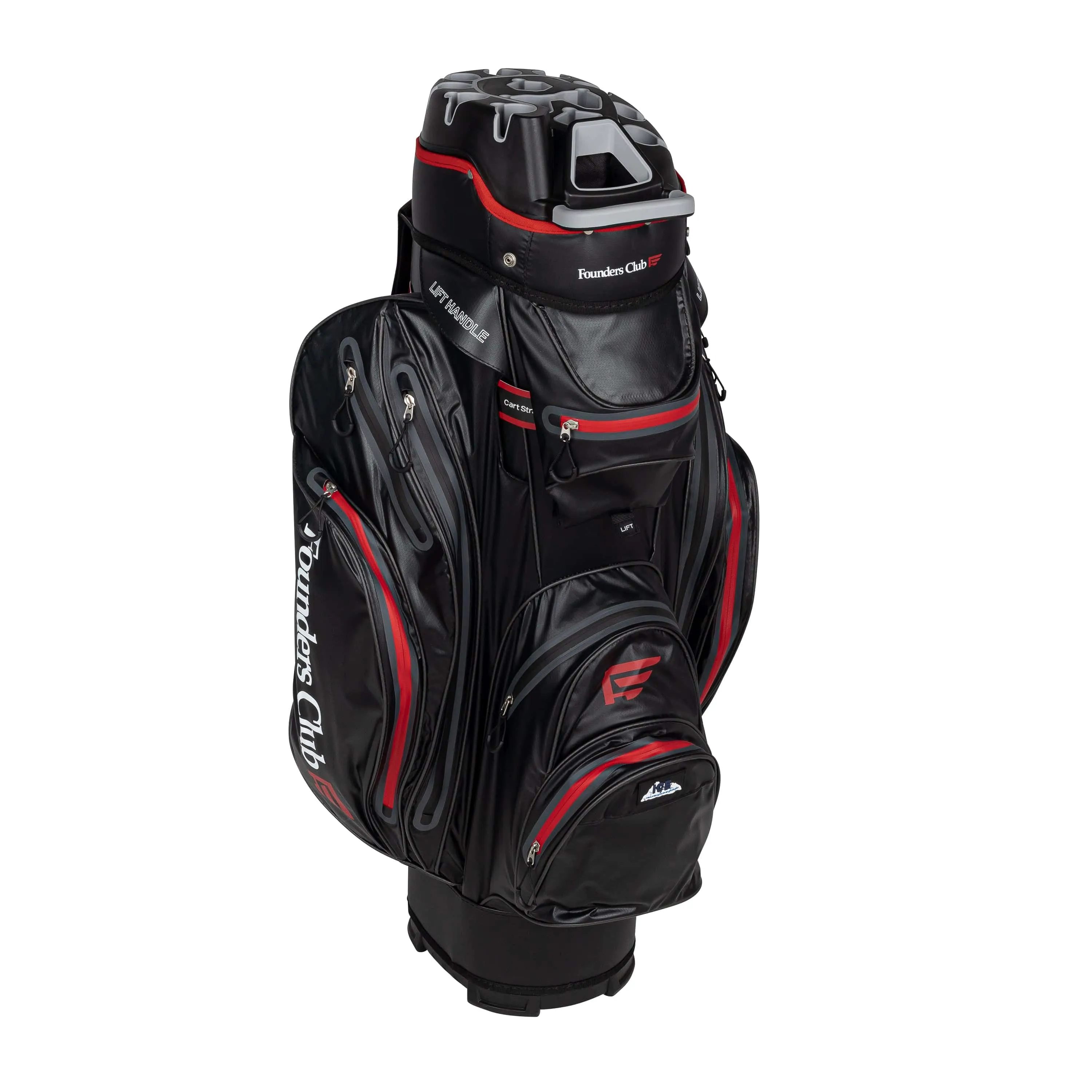 Founders Club 3rd Generation Premium Organizer 14 Way Golf Cart Bag - Black/Red Waterproof