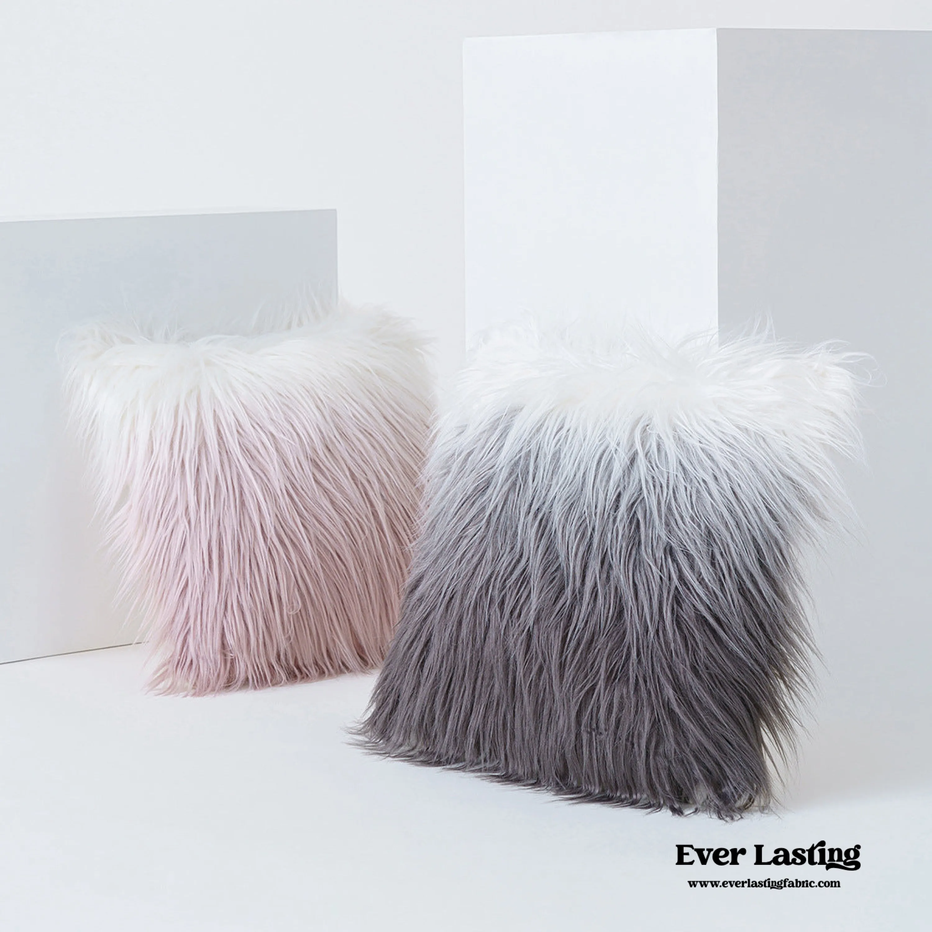 Furry Pillow Cover & Cushion / Gray