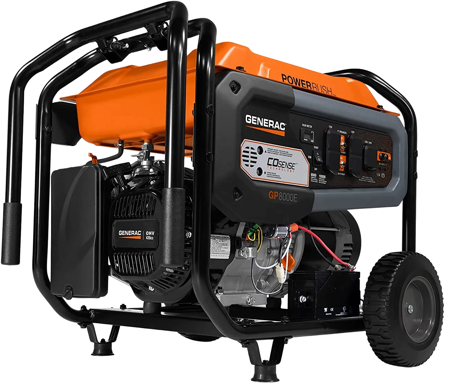 Generac GP8000E 8000W/10000W Electric Start PowerRush Gas Generator w/ 20 foot cord New