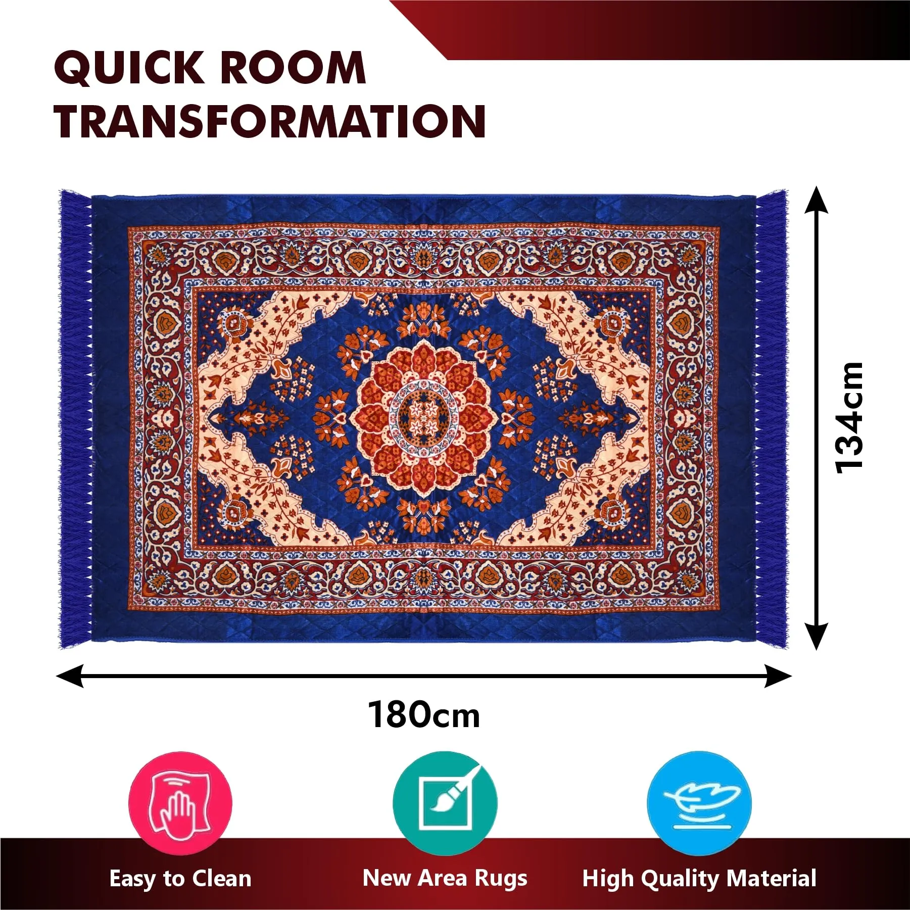 Heart Home Carpet|Velvet Carpet-Rug for Home Décor|Carpet Rug for Bedroom|Carpet for Living Room|Prayer-Yoga Mat|Carpet for Hall|4x6 Ft|Blue