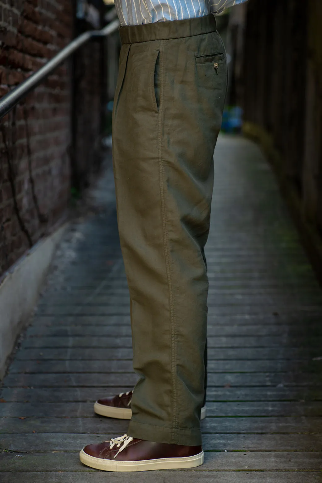 Knickerbocker Park Cotton & Linen Pant - Olive