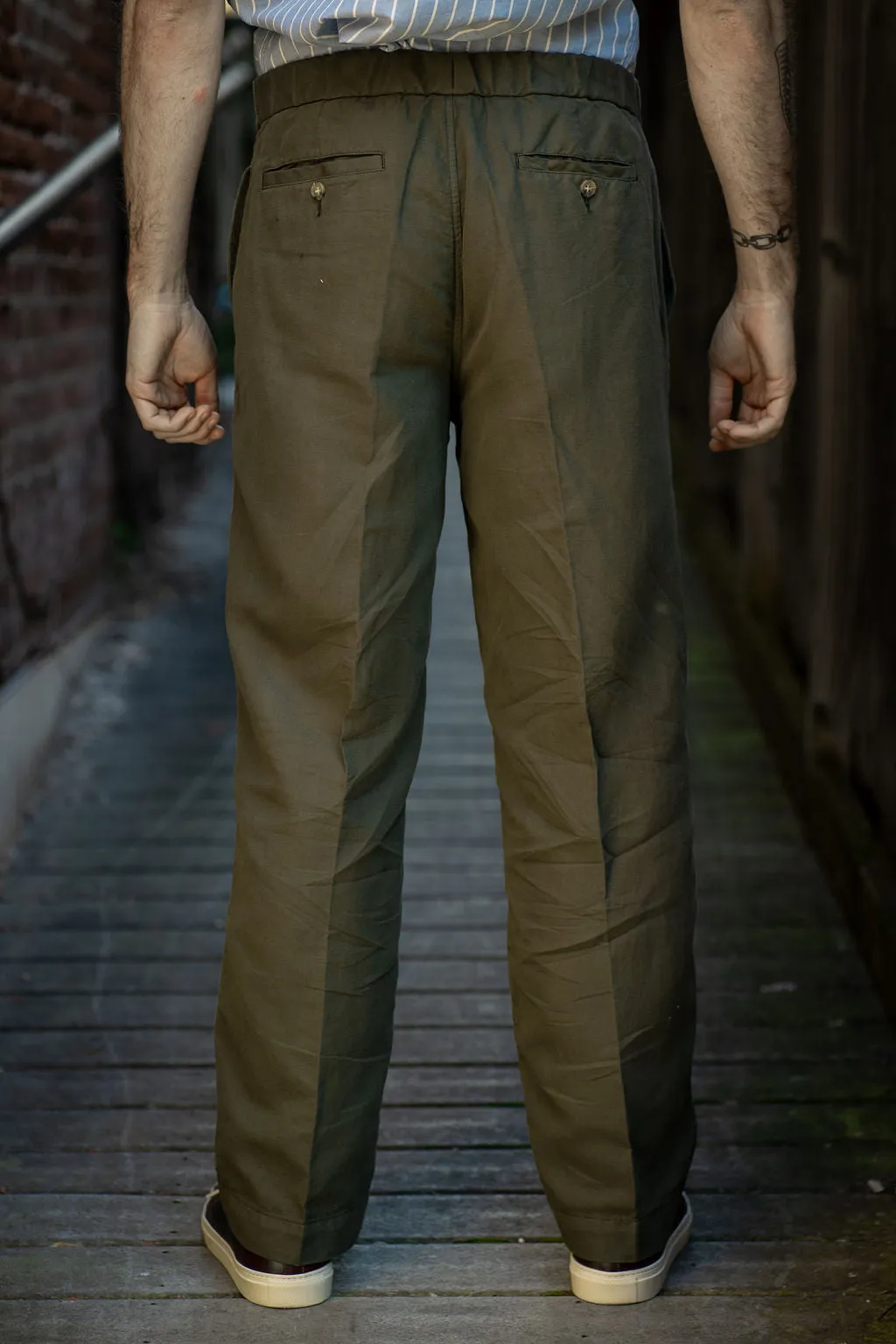 Knickerbocker Park Cotton & Linen Pant - Olive