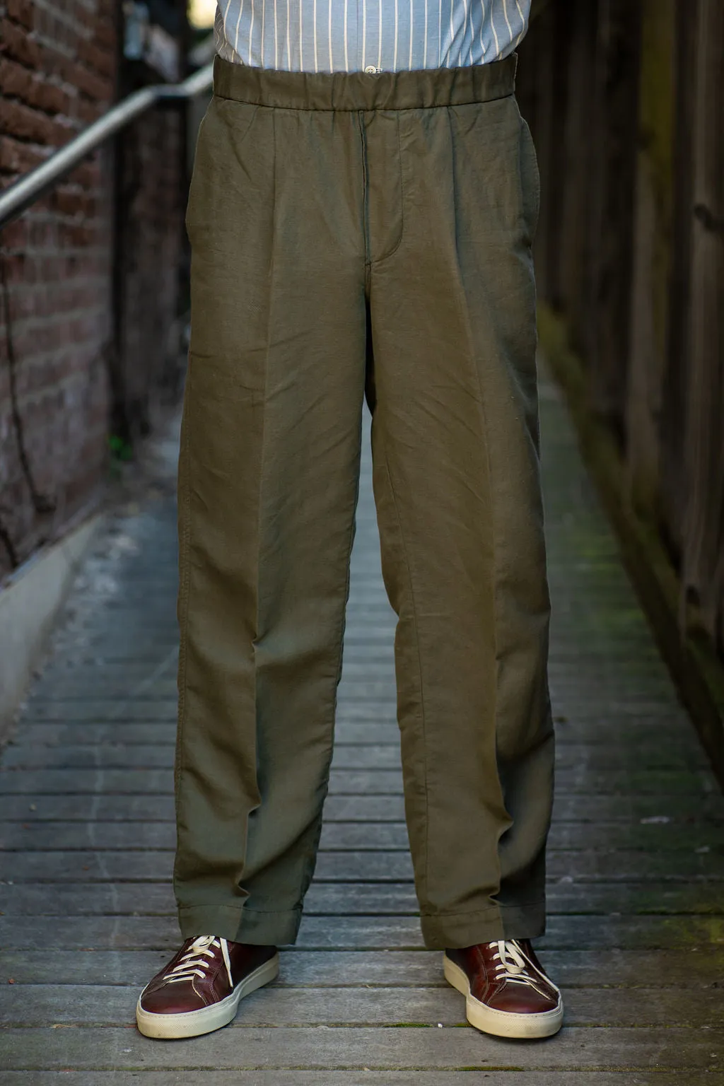 Knickerbocker Park Cotton & Linen Pant - Olive