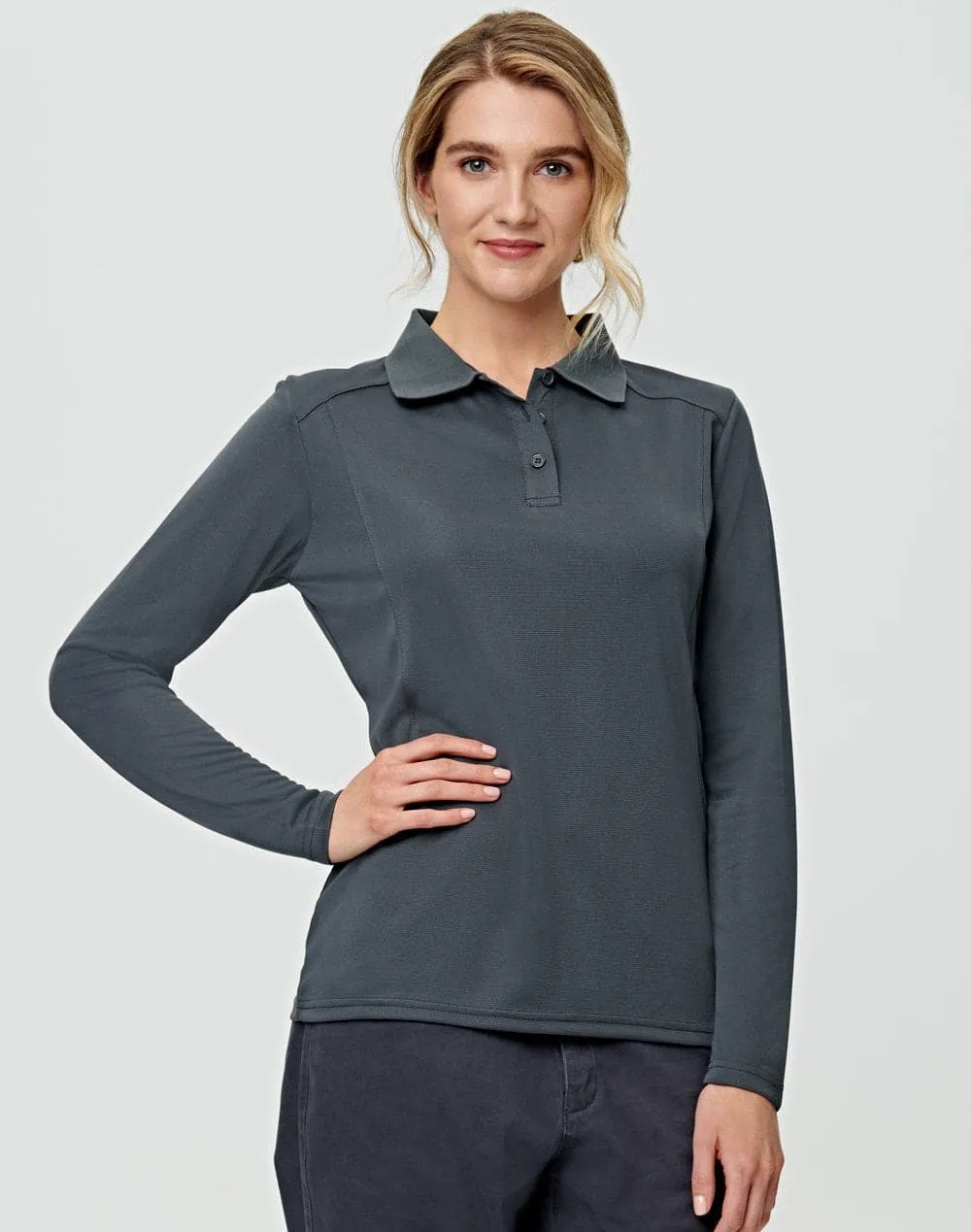 Ladies Bamboo Charcoal  Eco Fabric Long Sleeve Polo PS90