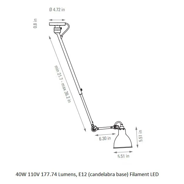 Lampe Gras N°302 Semi Flush Mount