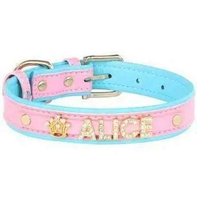 Luxury Rhinestone Pet Collar with Letter Charm