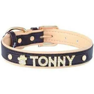 Luxury Rhinestone Pet Collar with Letter Charm