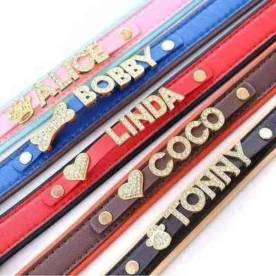 Luxury Rhinestone Pet Collar with Letter Charm