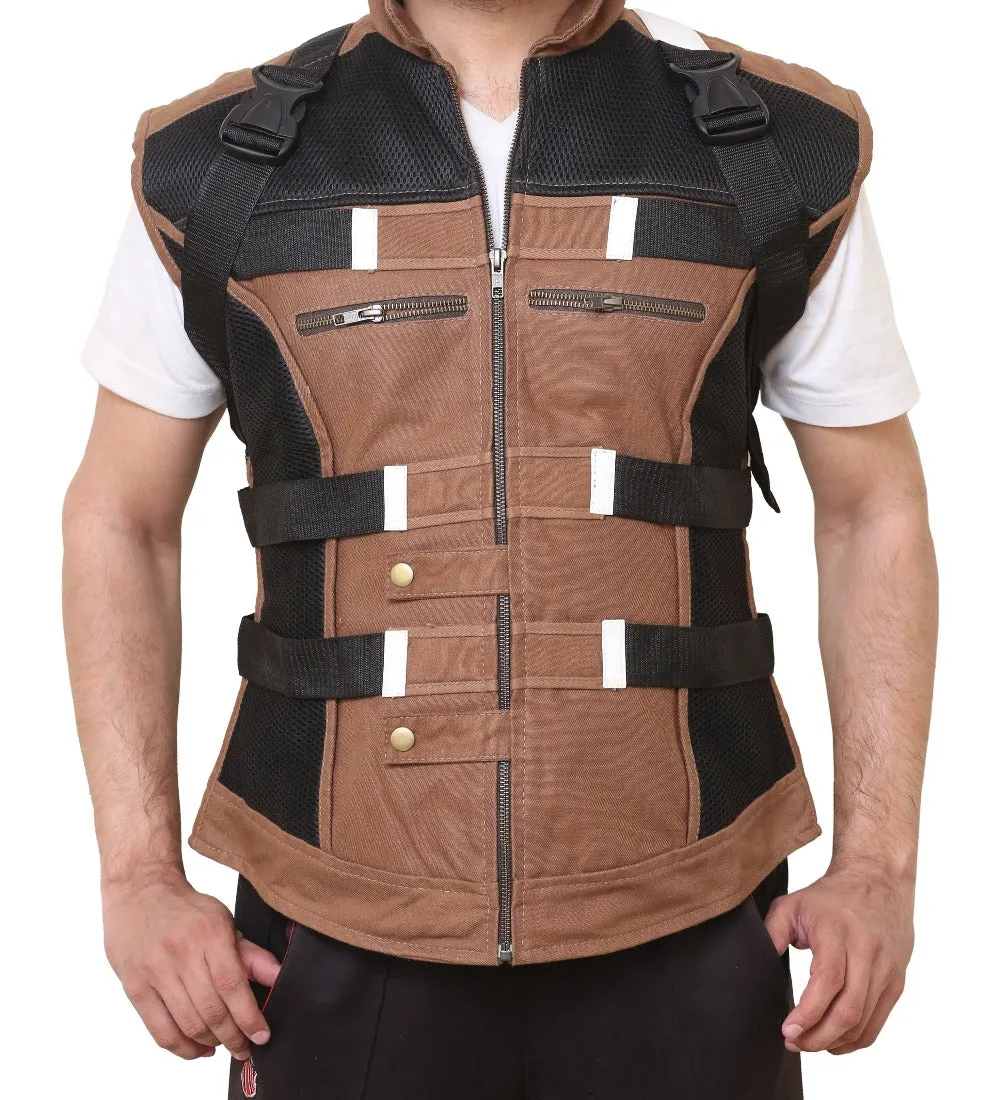 Men Brown Stylish Military Style Cotton Vest