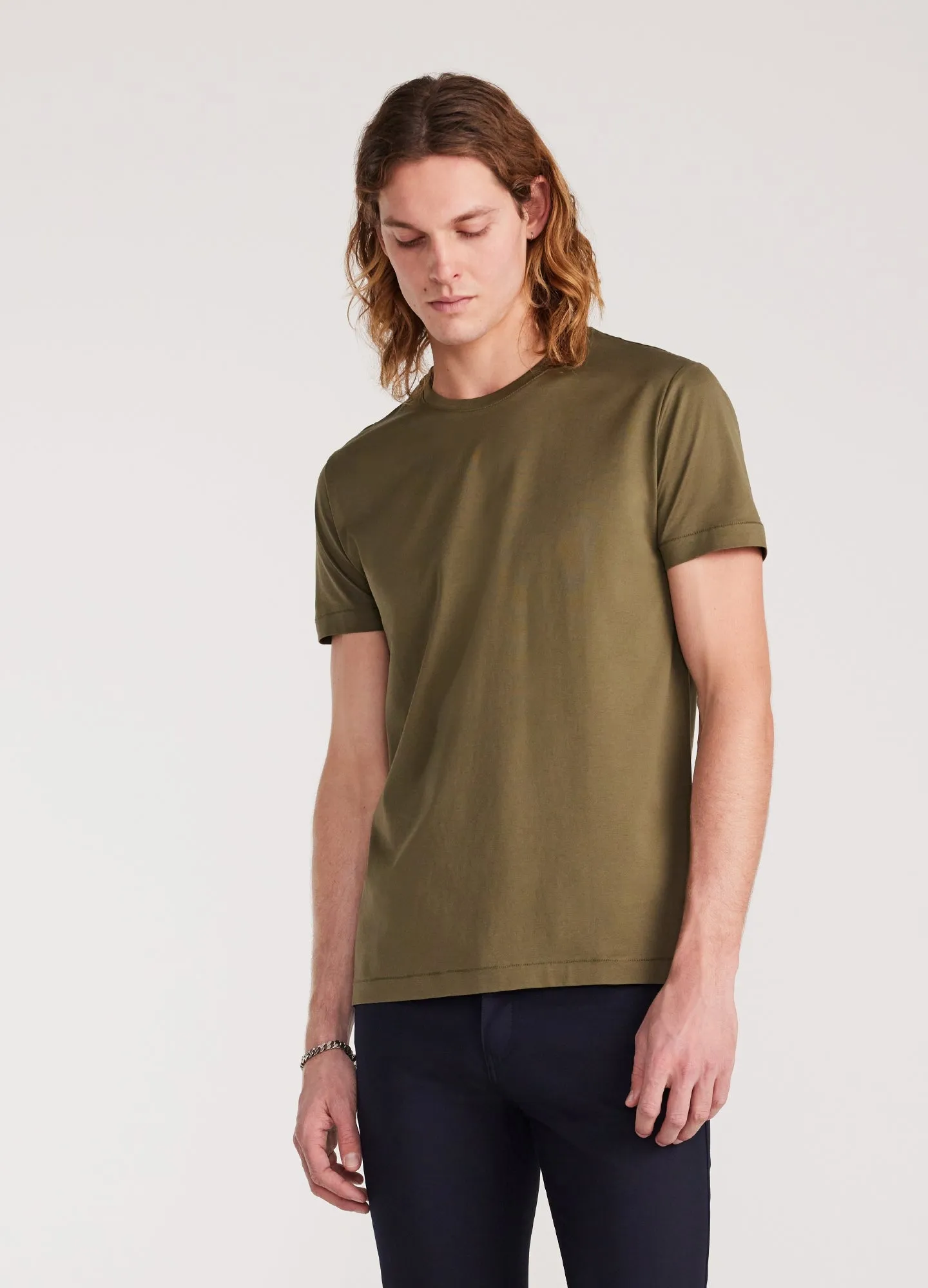 Mercerised Crew Neck T-Shirt Moss