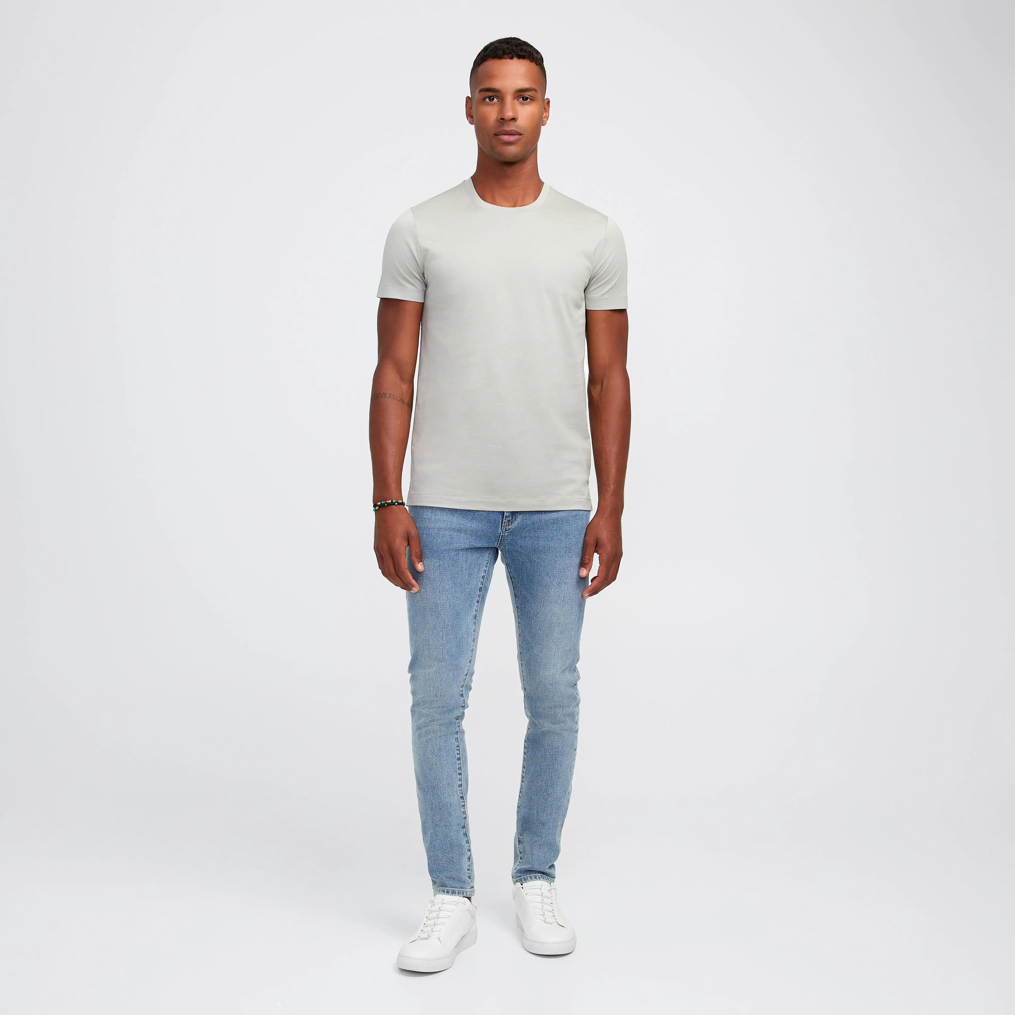 Mercerised Crew Neck T-Shirt Sage Light