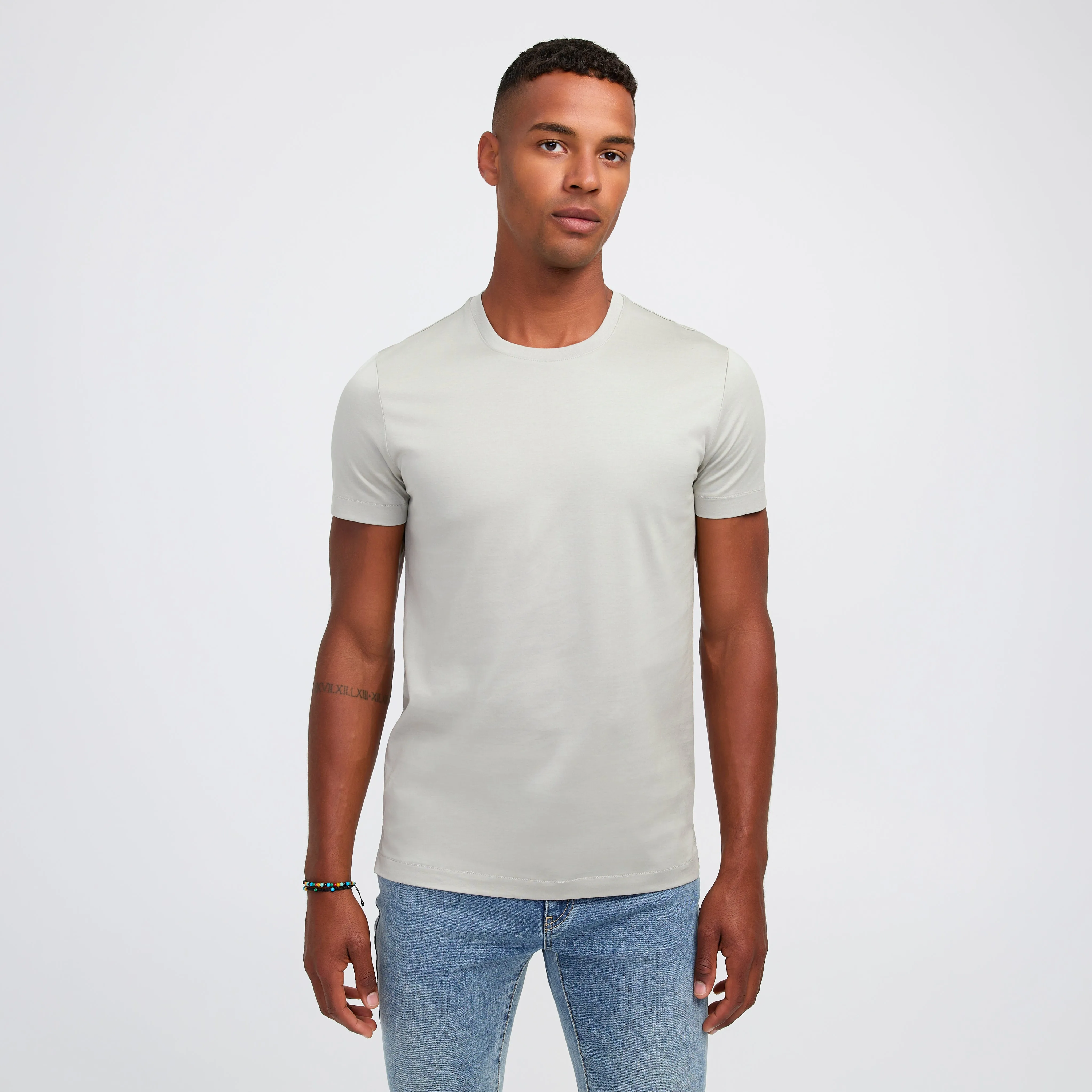 Mercerised Crew Neck T-Shirt Sage Light