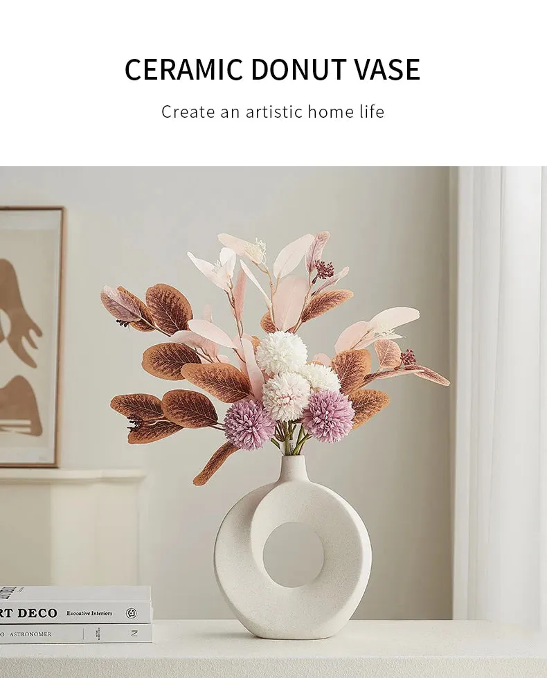 Nordic Style Ceramic Donut Vase