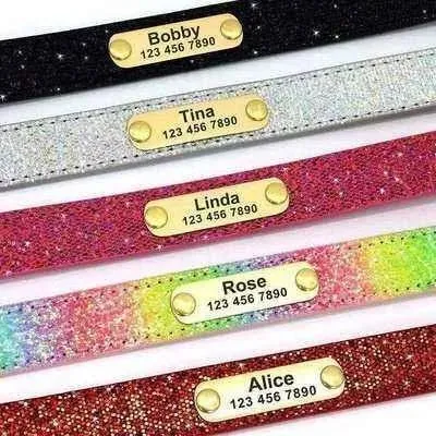 Personalised Sequin Sparkle Pet ID Collar