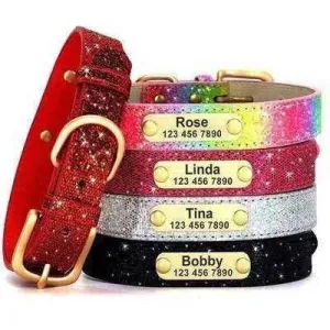 Personalised Sequin Sparkle Pet ID Collar