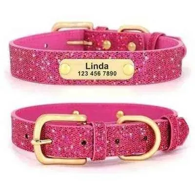 Personalised Sequin Sparkle Pet ID Collar