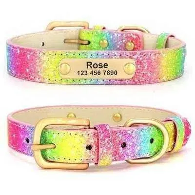 Personalised Sequin Sparkle Pet ID Collar