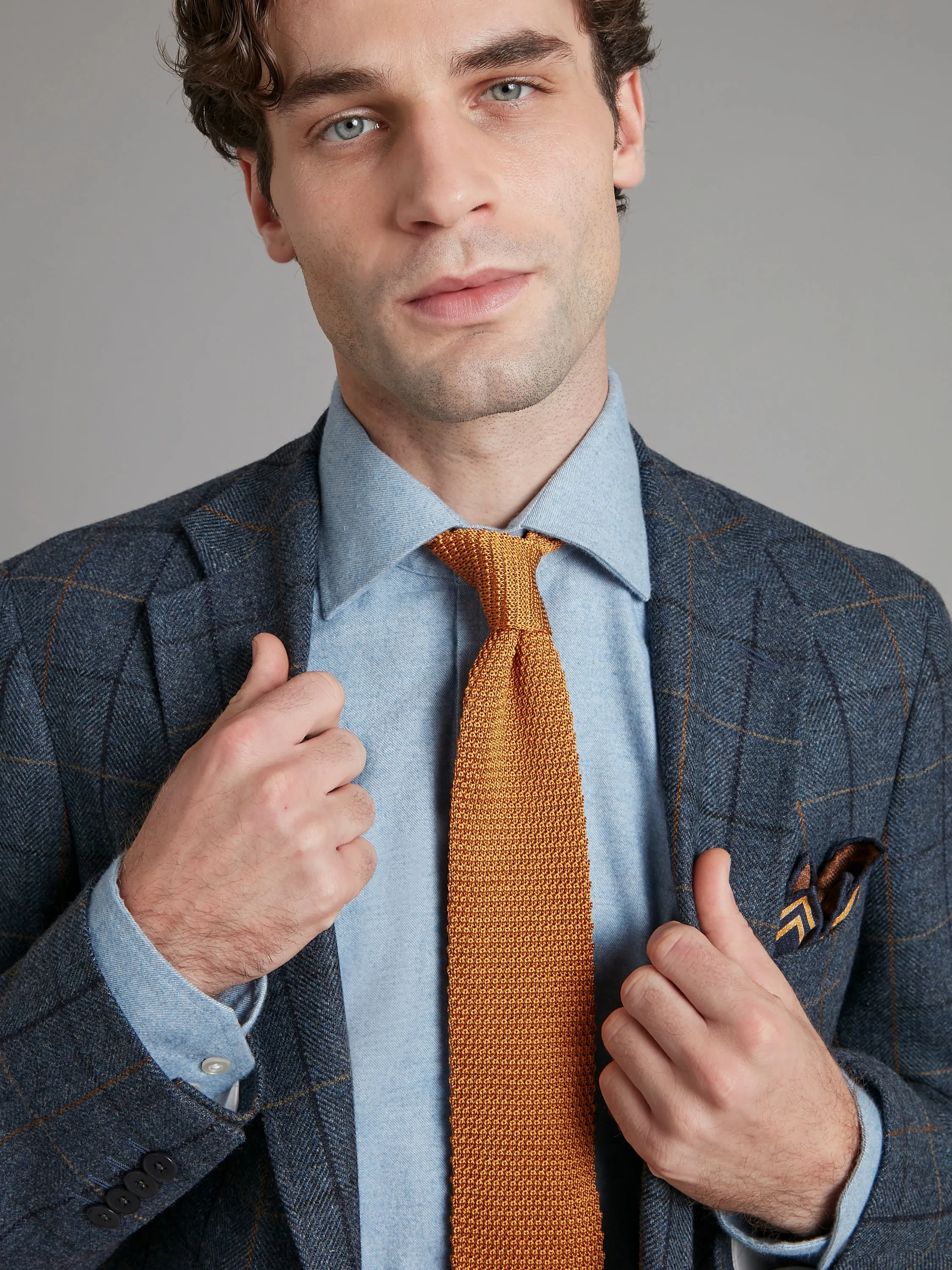 Pure Silk Knitted Tie - Orange