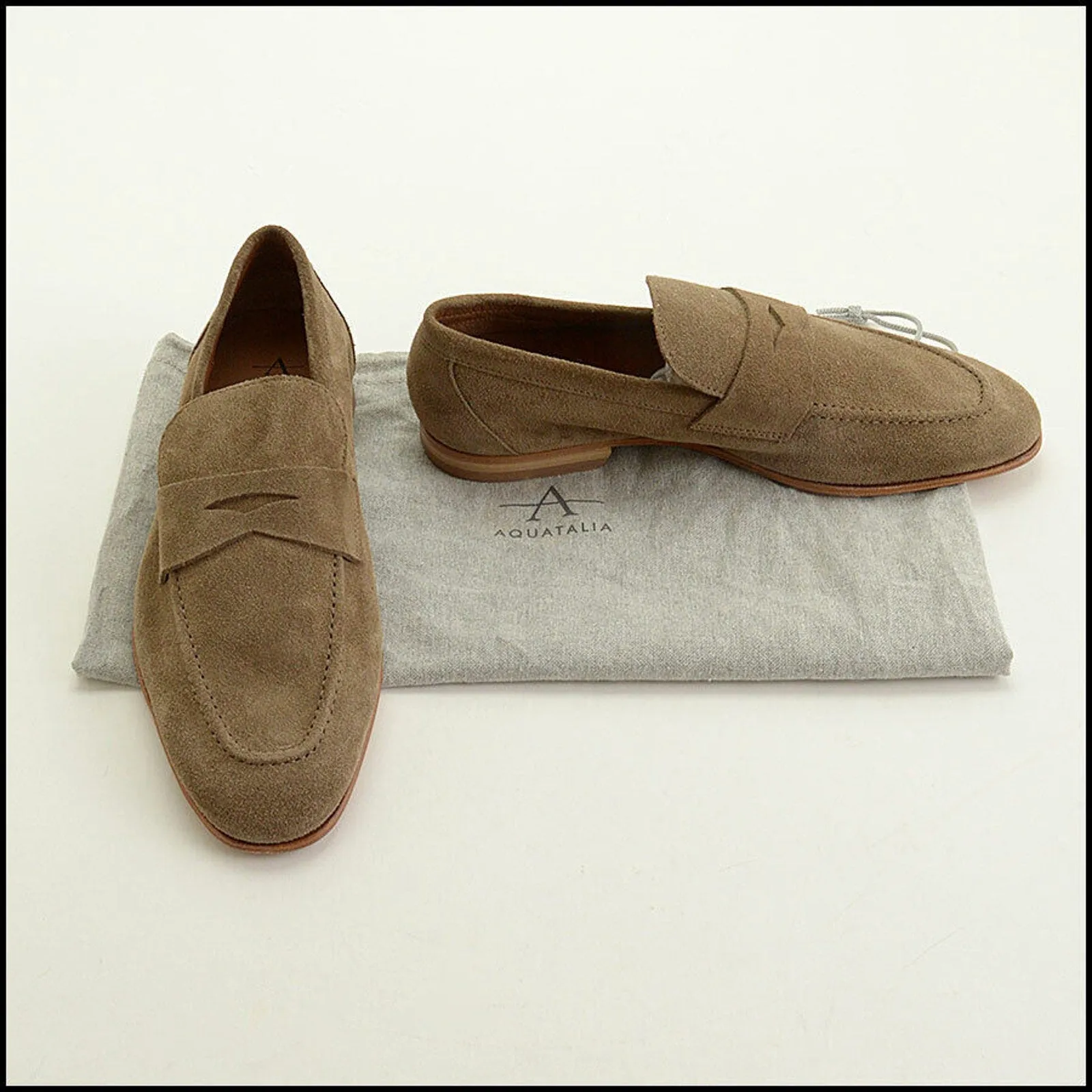 RDC12253 Authentic AQUATALIA Light Brown Suede Loafer Flats (Men's size 7)