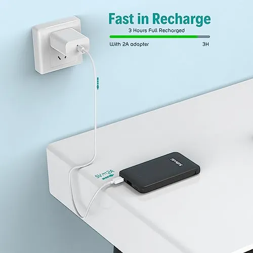 Smallest Portable Charger with Built-in Cables 6000mAh,Ultra Slim Power Bank,Mini High Speed External Battery Packs,Lightweight USB C Phone Charger Compatible with iPhone Samsung Google Android