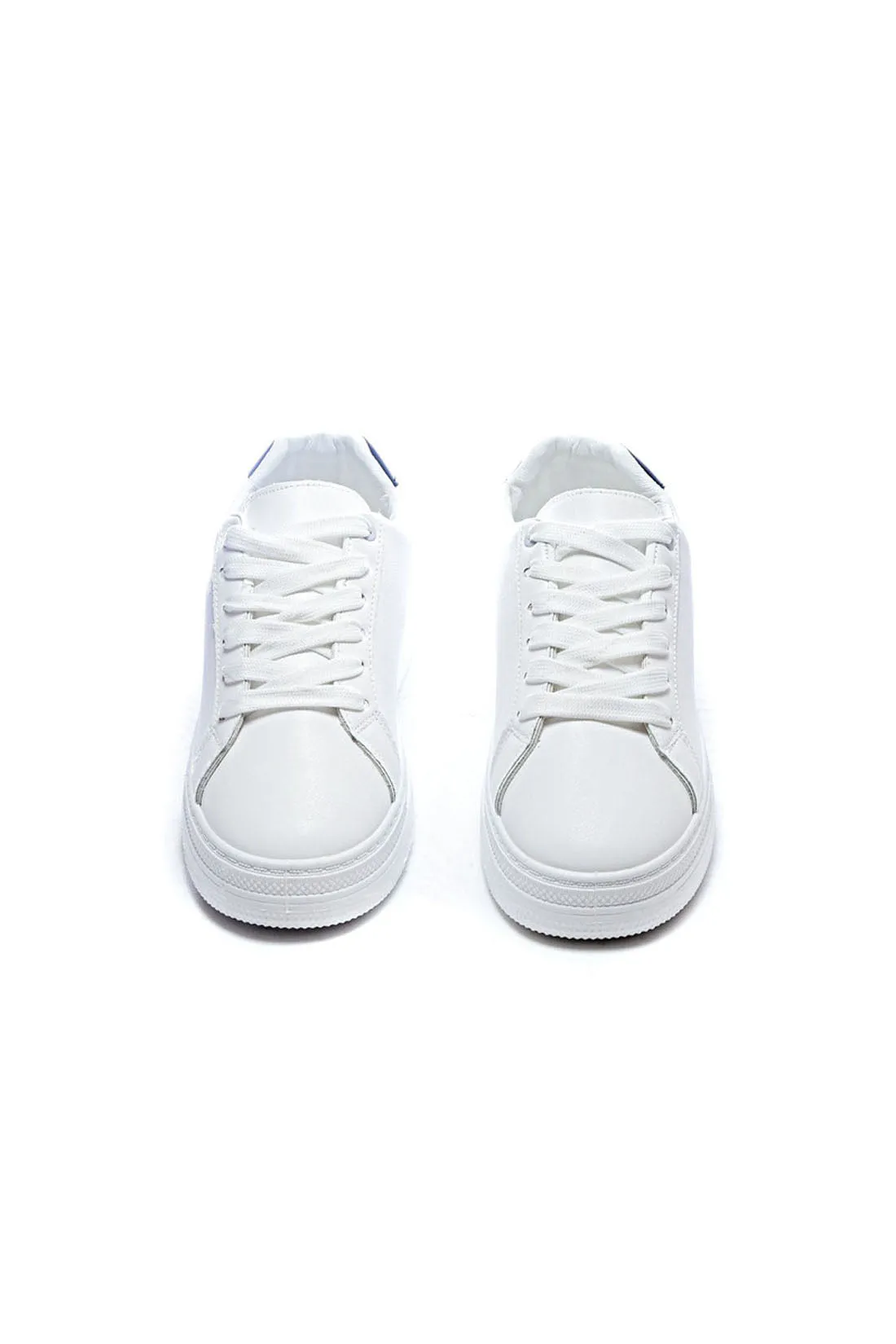 Sneakers - Leather Material - Lace-Up - White & Black