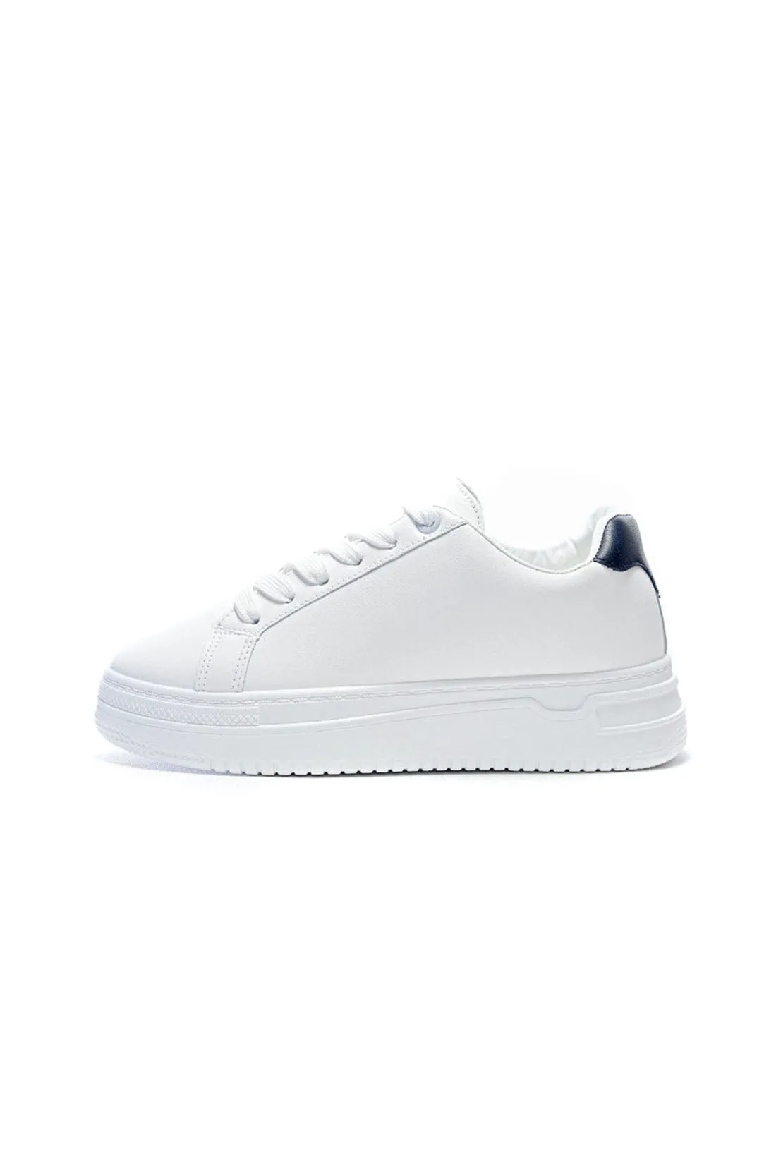 Sneakers - Leather Material - Lace-Up - White & Black