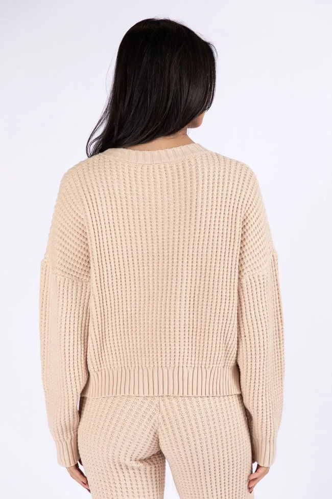 This Is Why Tan Thermal Waffle Knit Pullover FINAL SALE