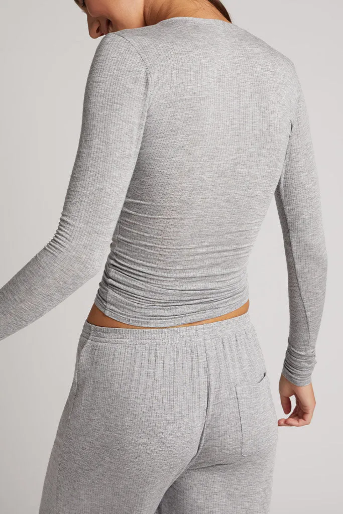 Whipped Henley in Heather Grey